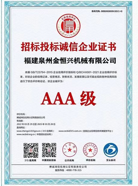 China Fujian Quanzhou Jinhengxing Machinery Co., Ltd certification